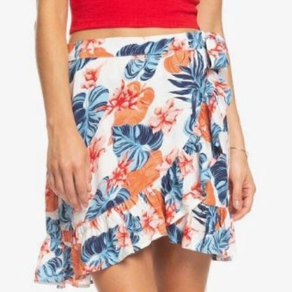 Roxy Hawiian Floral Print Halo Wrap Skirt Size Small - Picture 3 of 10